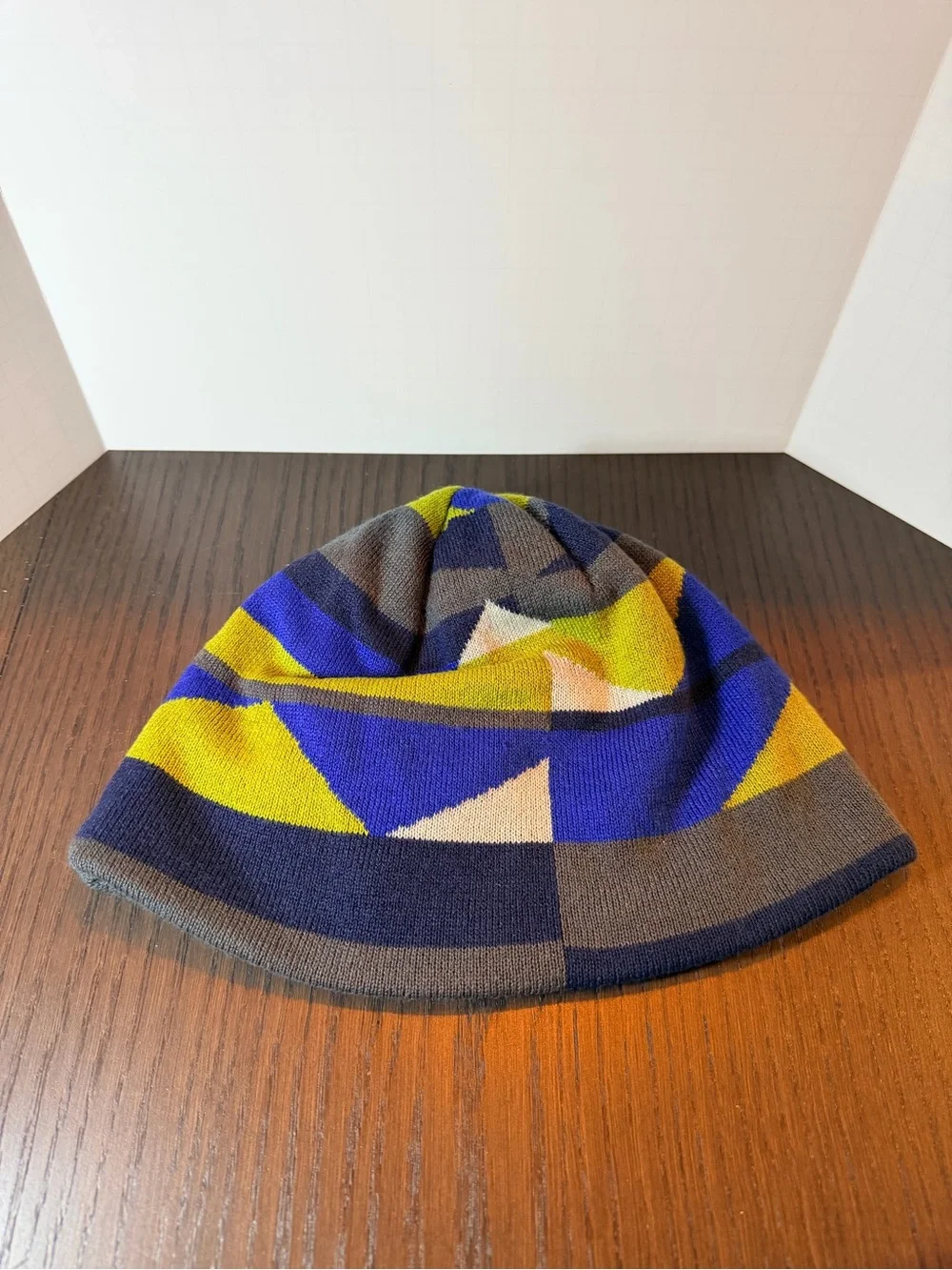 Columbia Blue, Yellow & Gray Geometric Knit Reversible Beanie